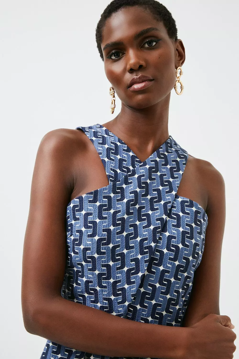 KAREN MILLEN* シャーリング ホルターネック ミディドレス bkk10653_white_xl?pdp.template