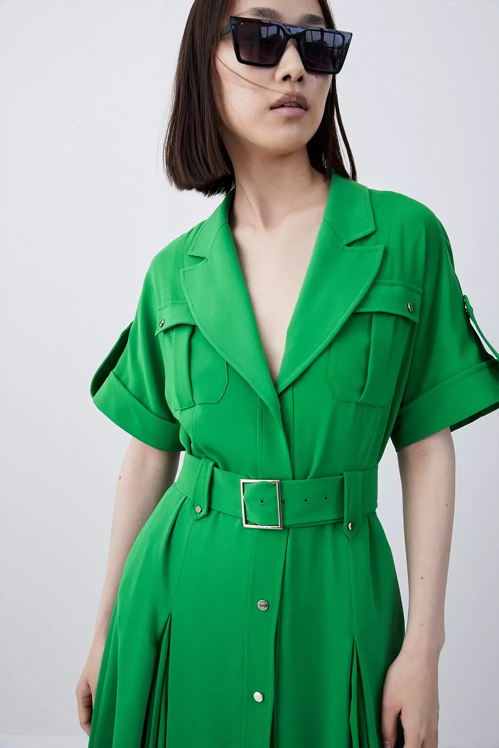 Karen millen green pleated dress hotsell