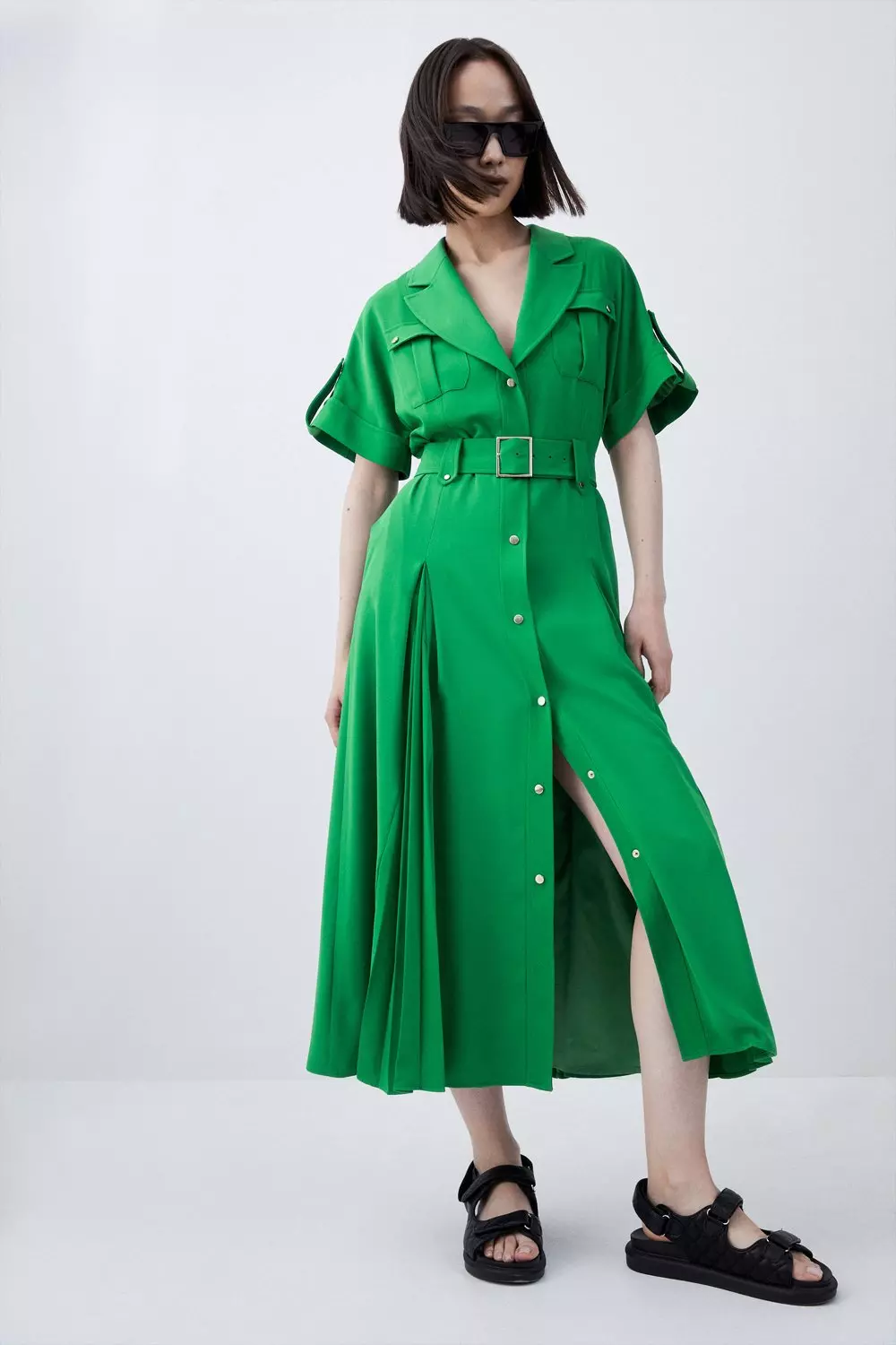 Karen millen pleated shirt dress on sale