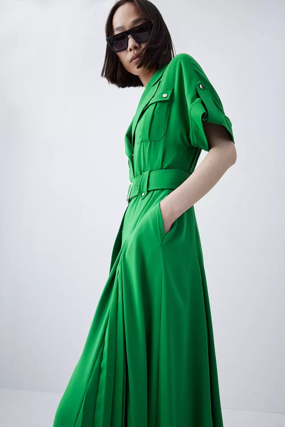 Green shirt maxi dress hotsell