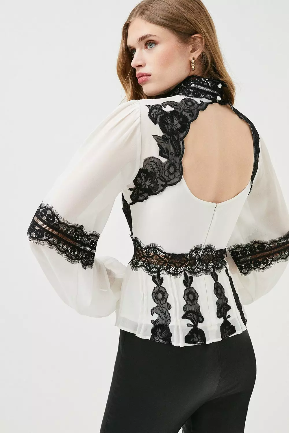 Mixed Lace & Embroidered Woven Blouse | Karen Millen