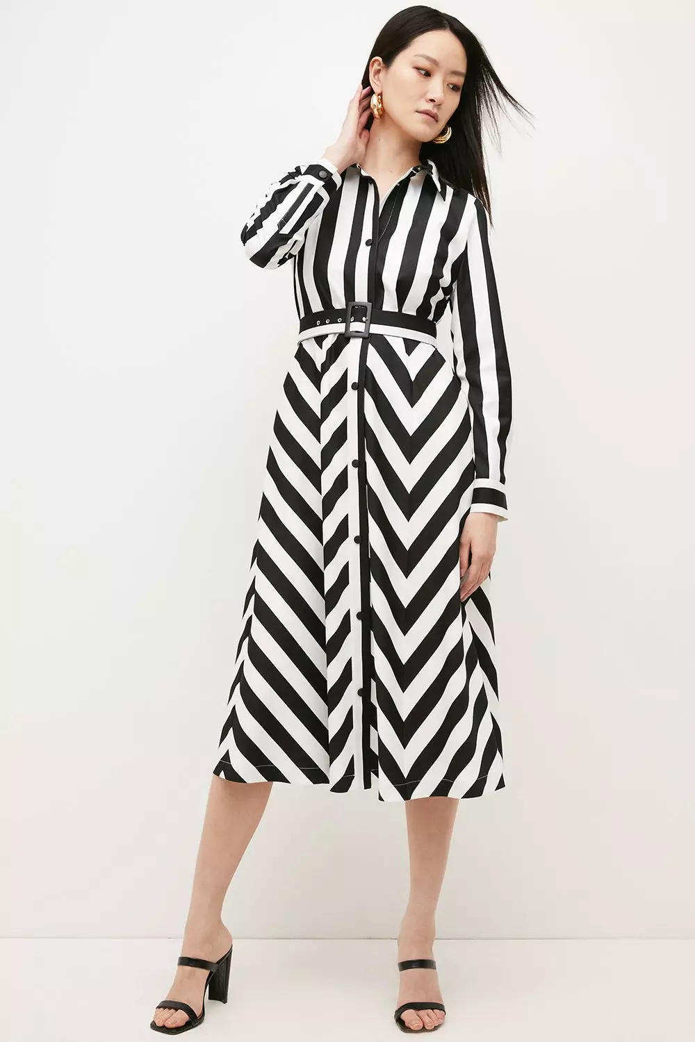 Karen millen graphic stripe midi dress best sale