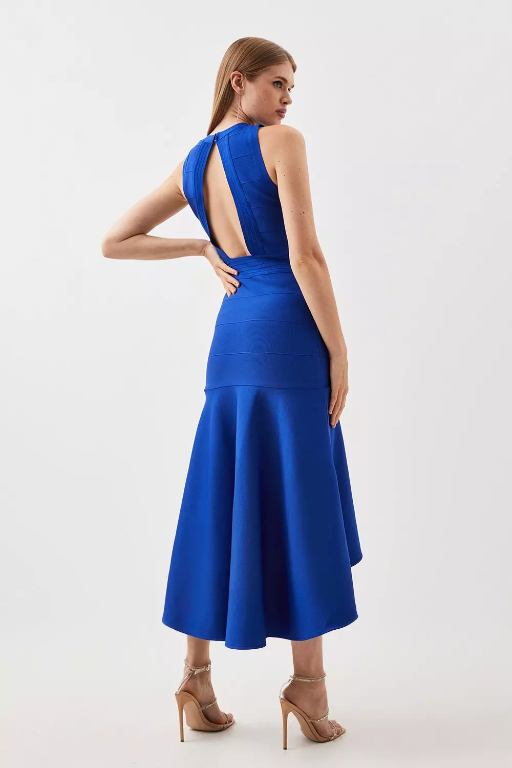 Embellished High Low Hem Midi Bandage Knit Dress | Karen Millen