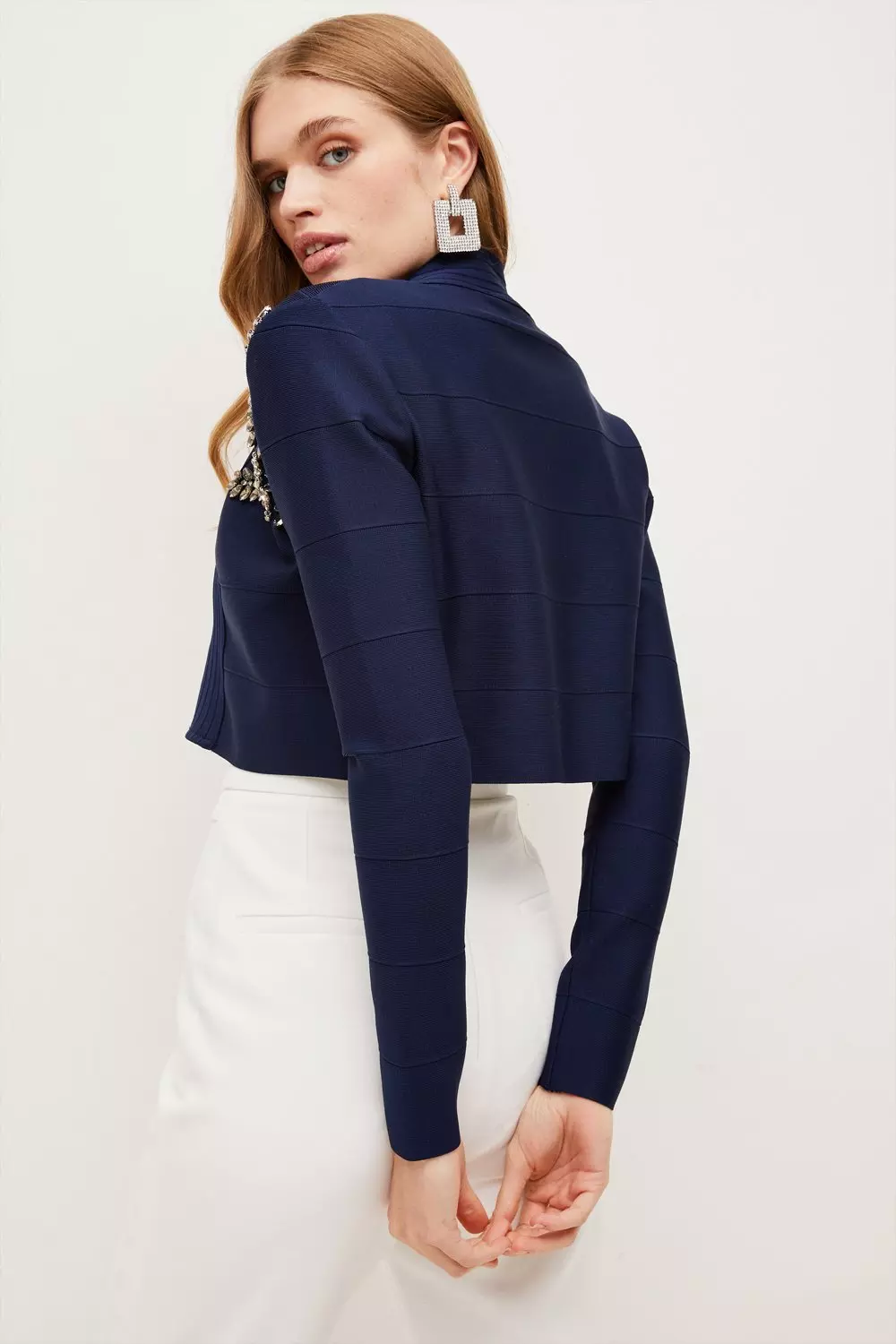 Embellished Bandage Knit Crop Cardigan Karen Millen