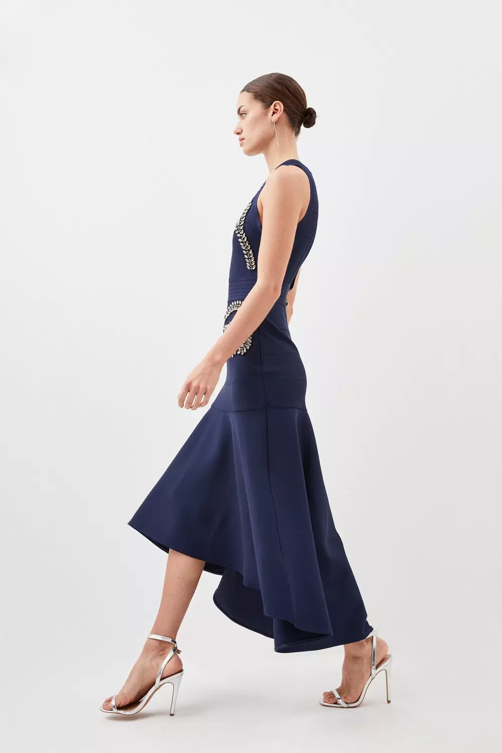 Petite Embellished High Low Hem Knit Midi Dress | Karen Millen