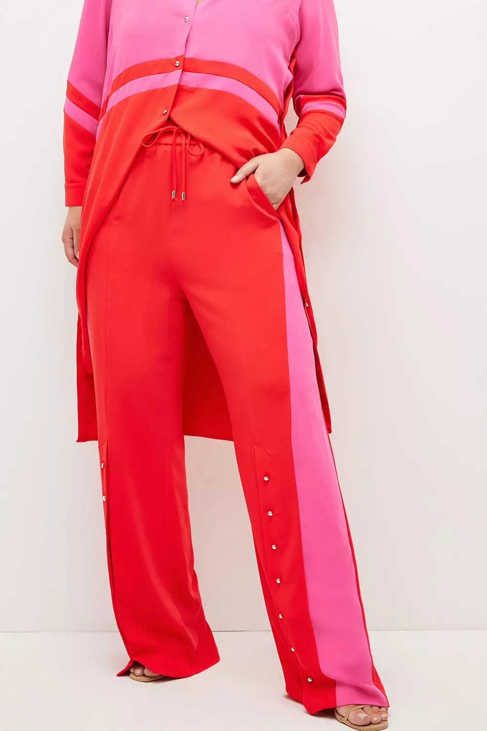 Women's Color Block Wide shops Leg Pants