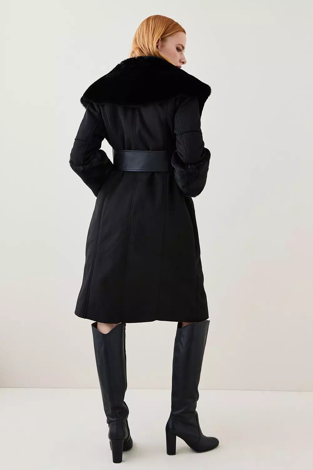 Petite black belted coat best sale