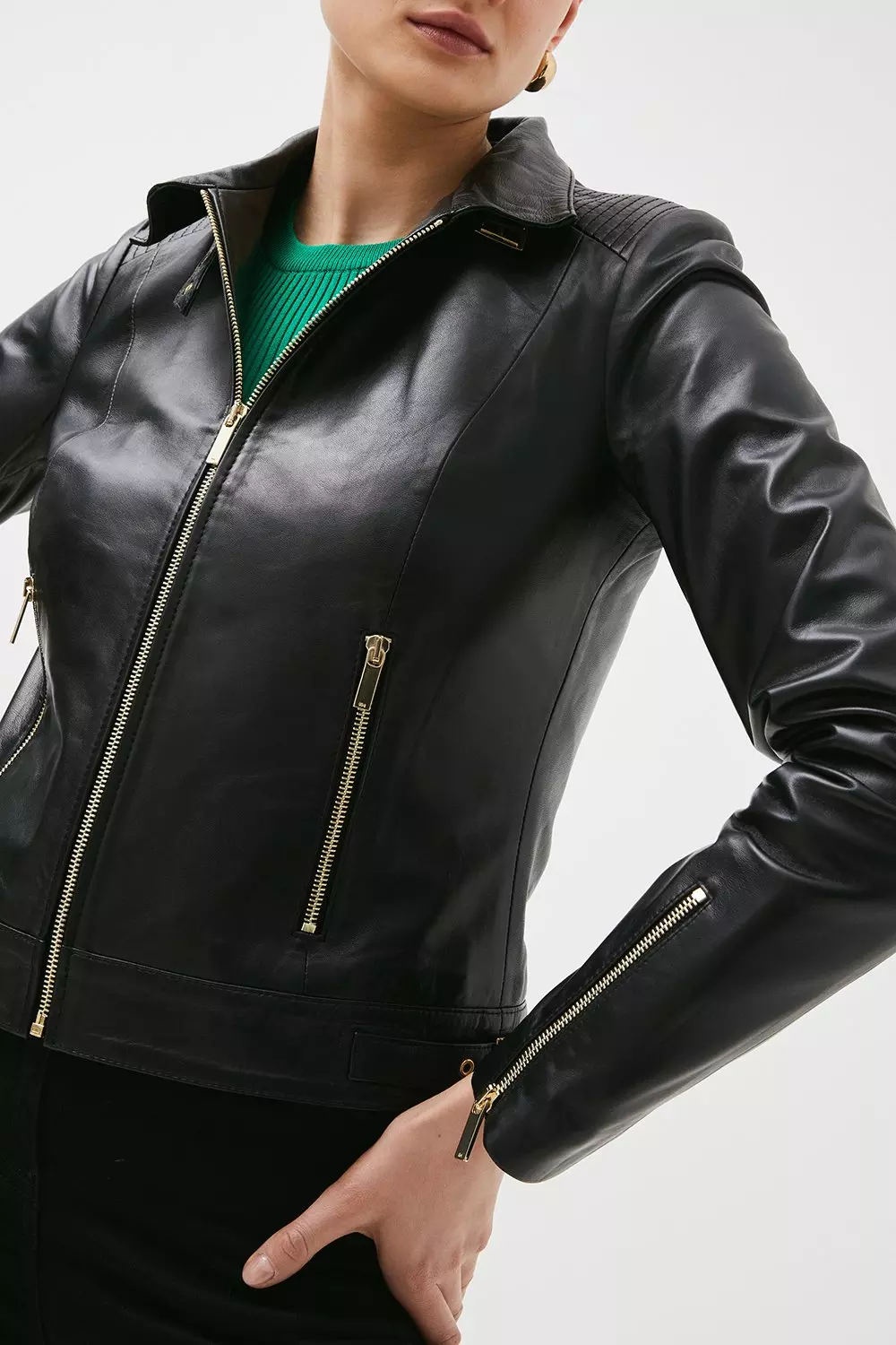 Leather Signature 90s Biker Jacket | Karen Millen