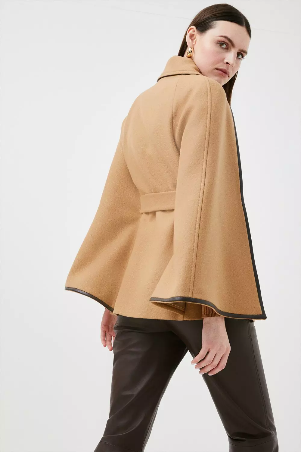 Italian Wool Belted Cape Coat Karen Millen