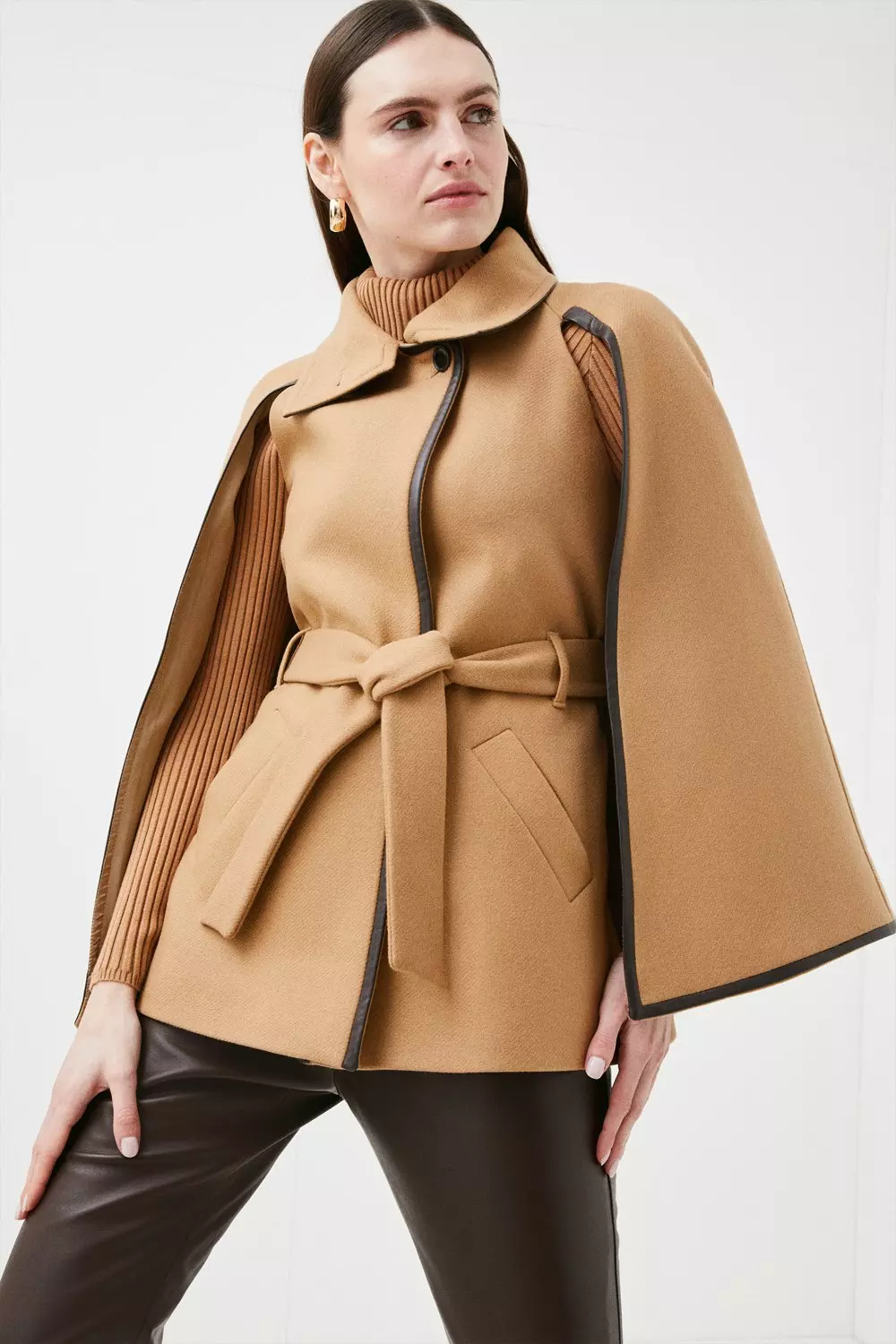 Belted cape jacket best sale