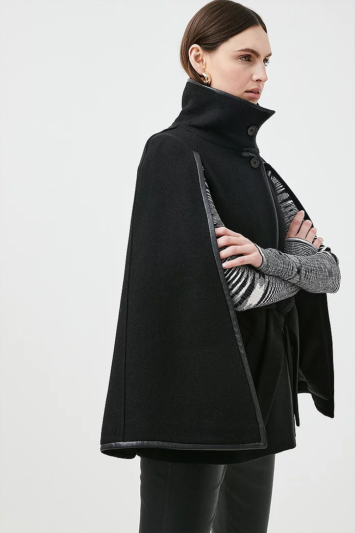 Italian Wool Belted Cape Coat | Karen Millen Italian Wool Belted Cape Coat | Karen Millen