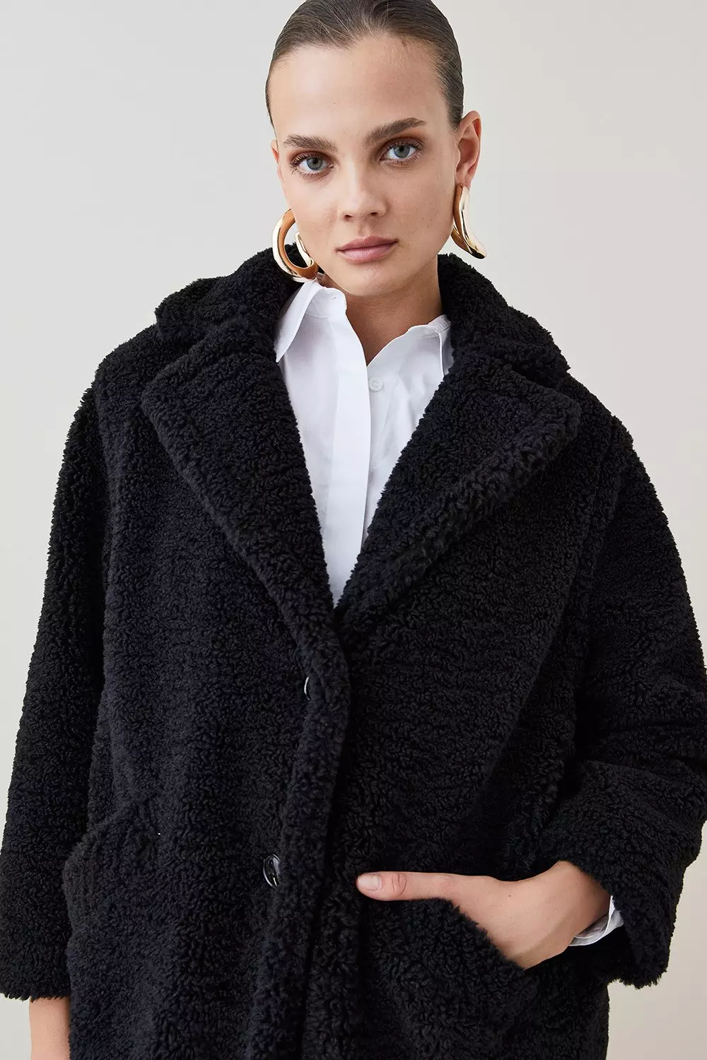 Teddy Longline Cosy Coat Karen Millen