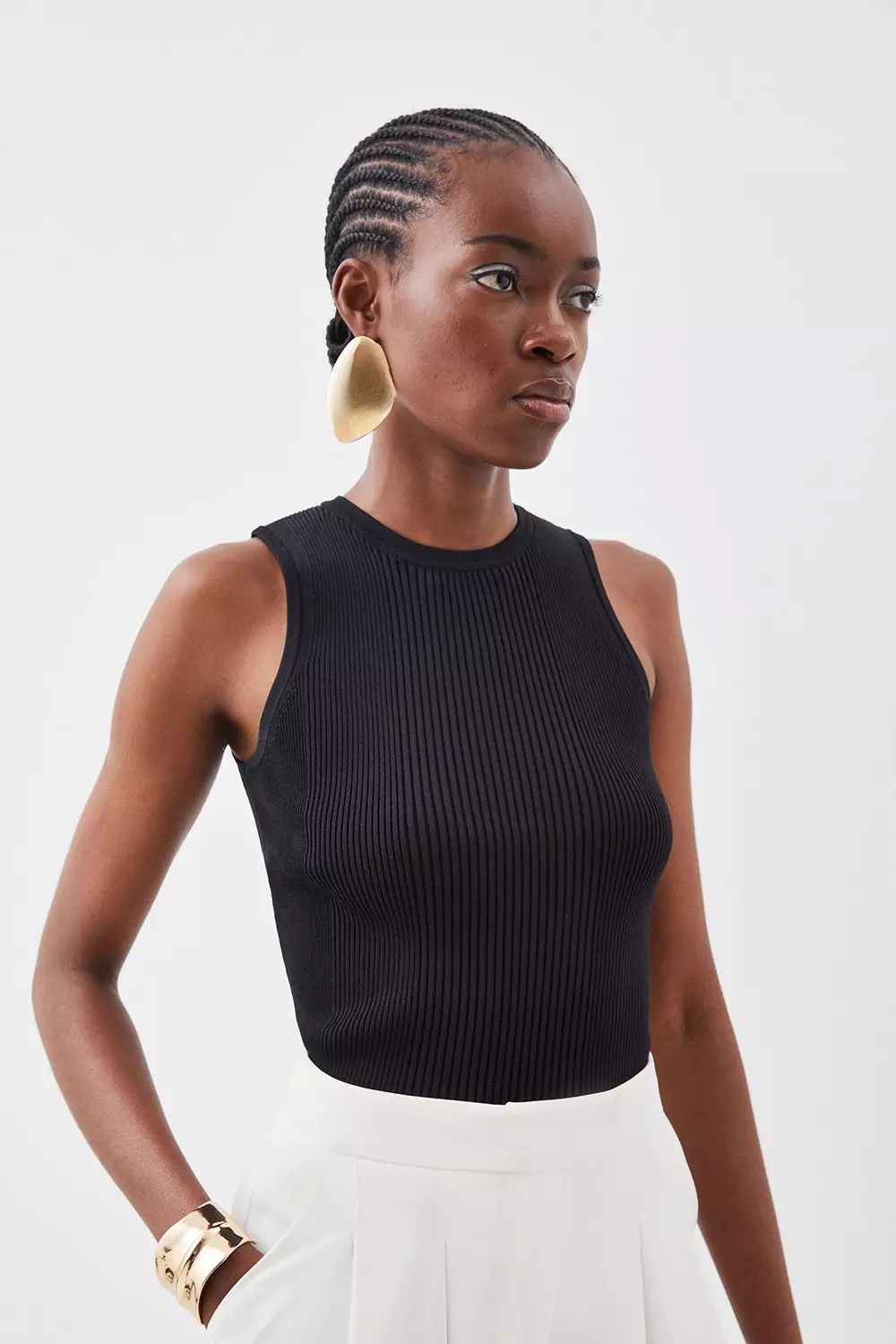 Rib Knitted Vest Karen Millen