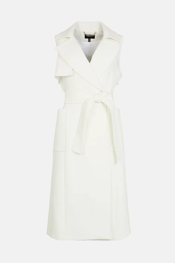 Luxe Tailored Sleeveless Trench Belted Coat | Karen Millen Luxe Tailored Sleeveless Trench Belted Coat | Karen Millen