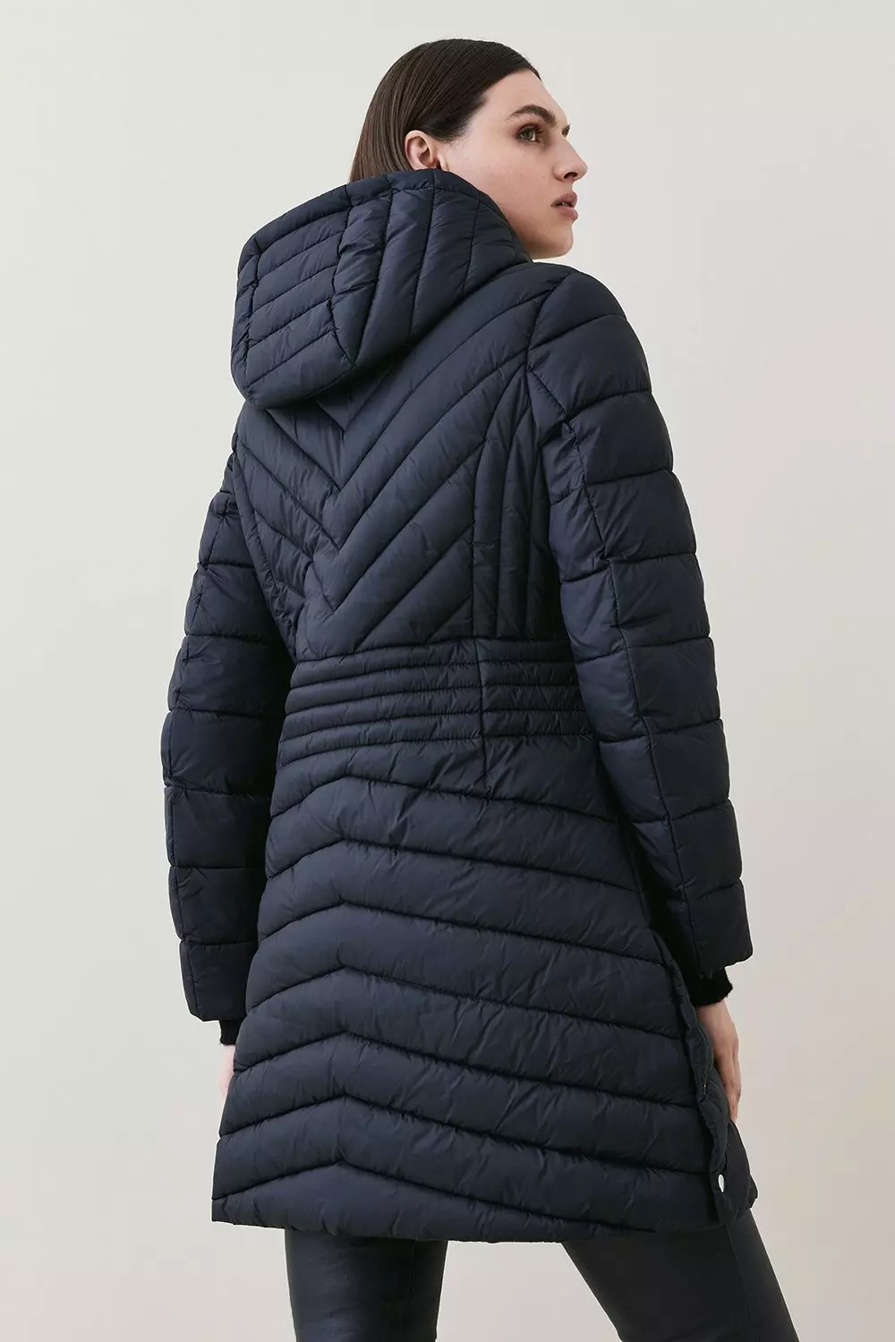 Black Lightweight Puffer Packable Midi Coat alternative image