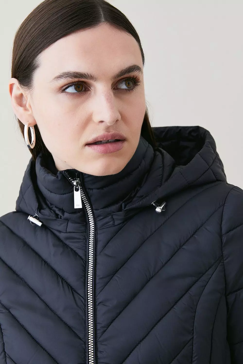 Black Lightweight Puffer Packable Midi Coat alternative image