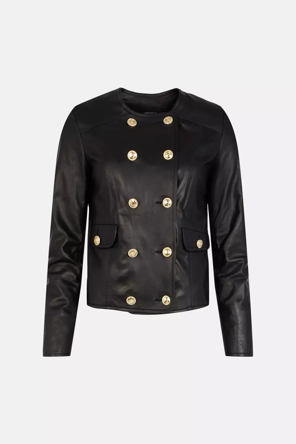 Leather Military Button Jacket | Karen Millen
