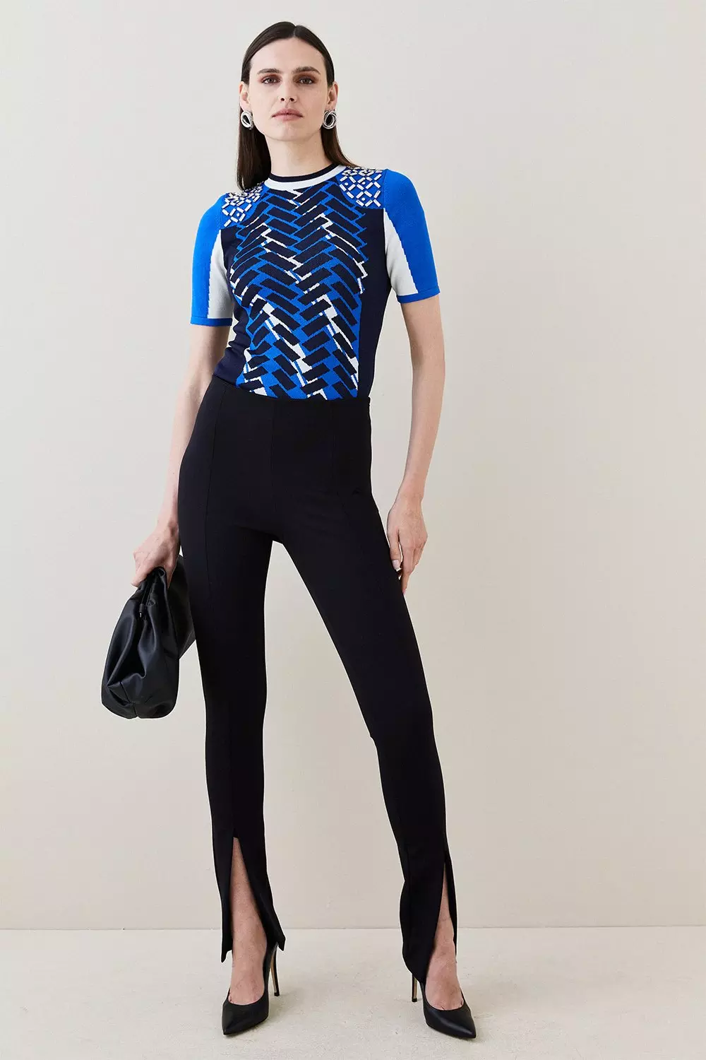 Embellished Sporty Jacquard Knit Top | Karen Millen