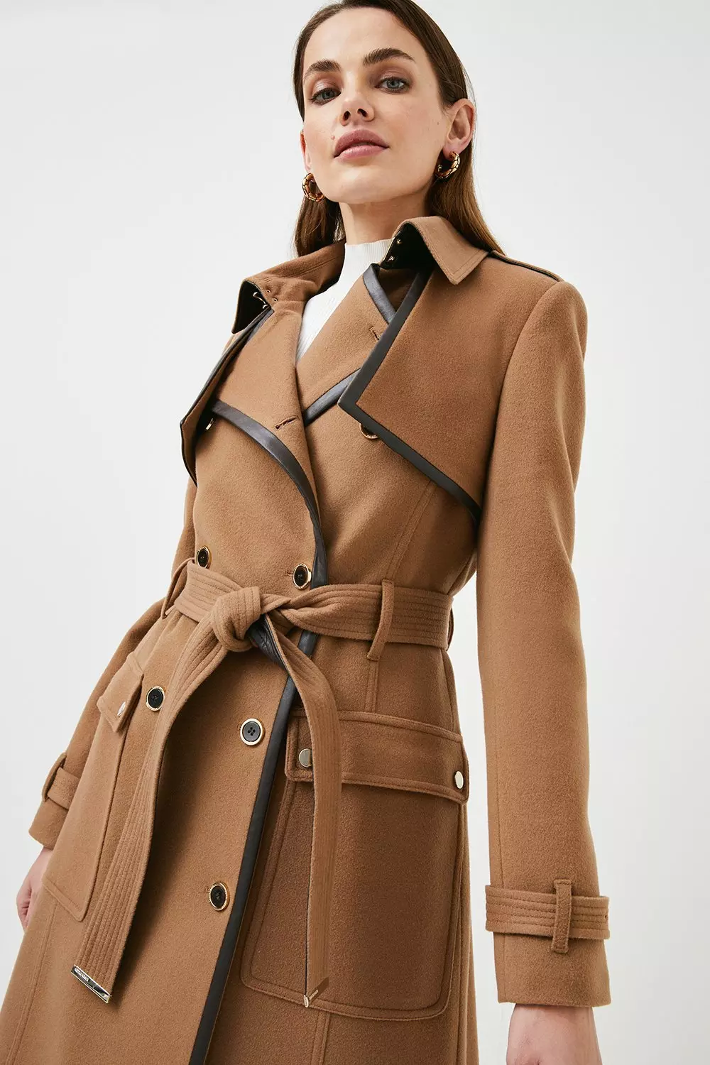 Karen millen belted trench coat camel best sale