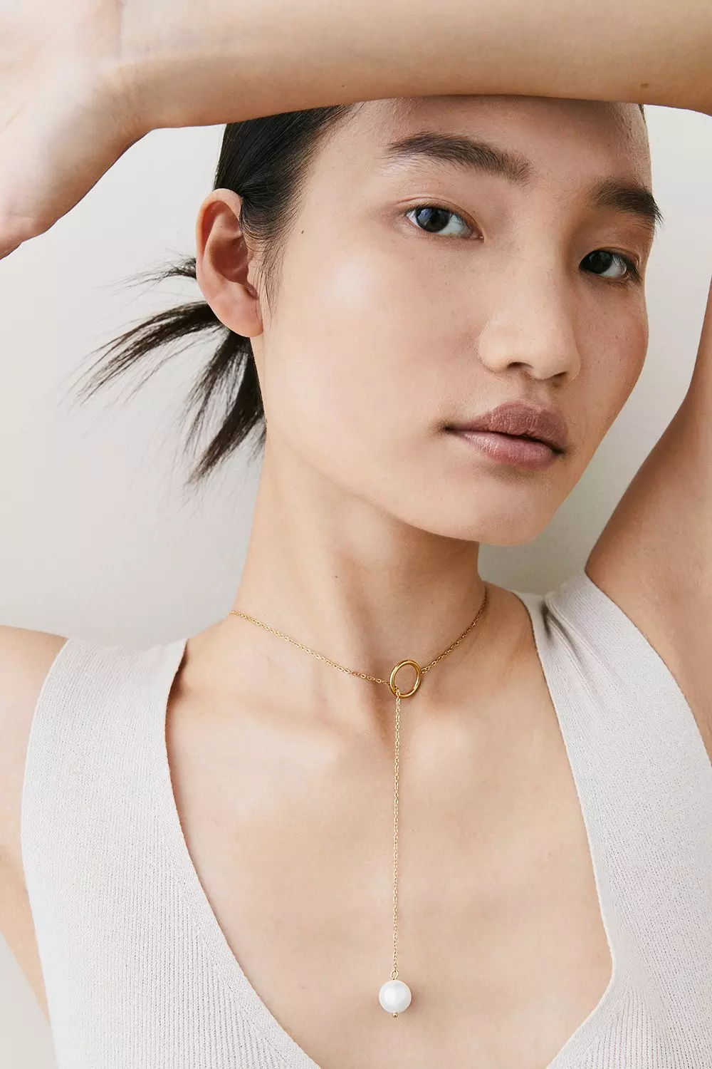pearl ribbon chain necklace – tanakadaisuke