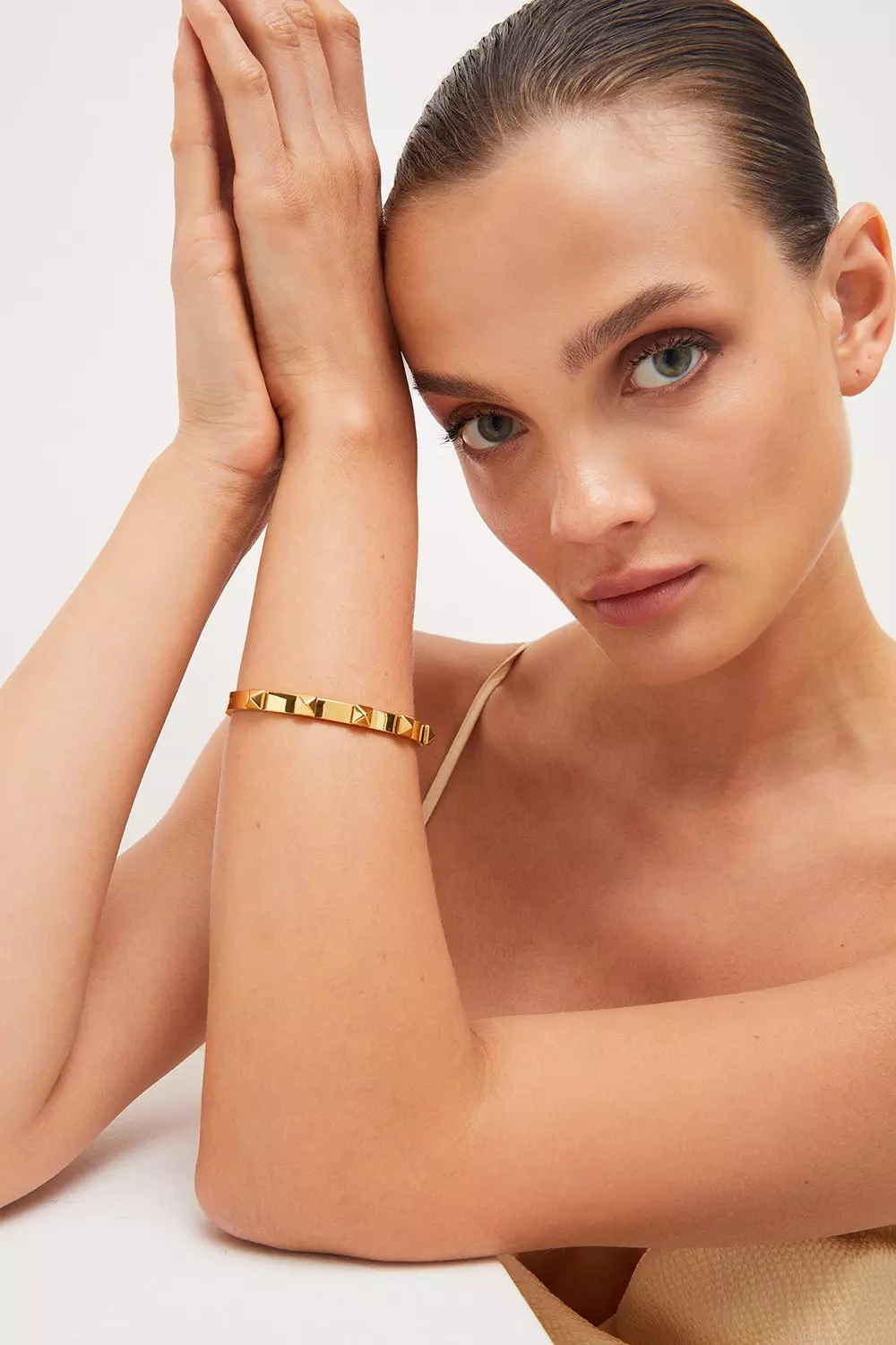 Gold Plated Stainless Steel Studded Bangle Karen Millen