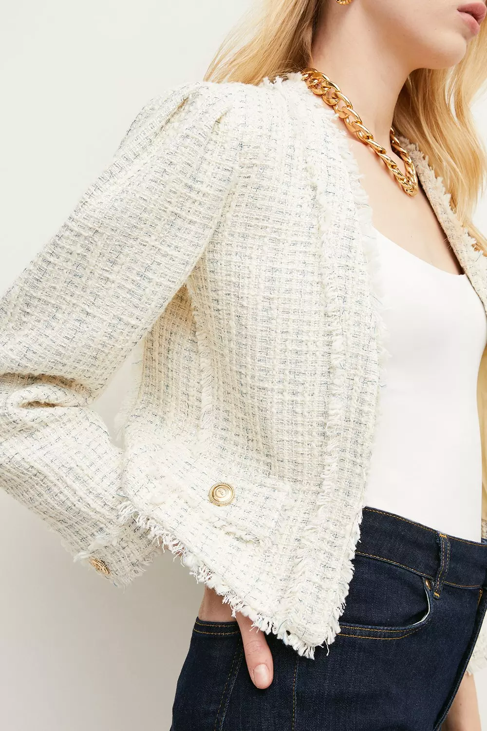 Cream Spring Boucle Cropped Trophy Jacket alternative image