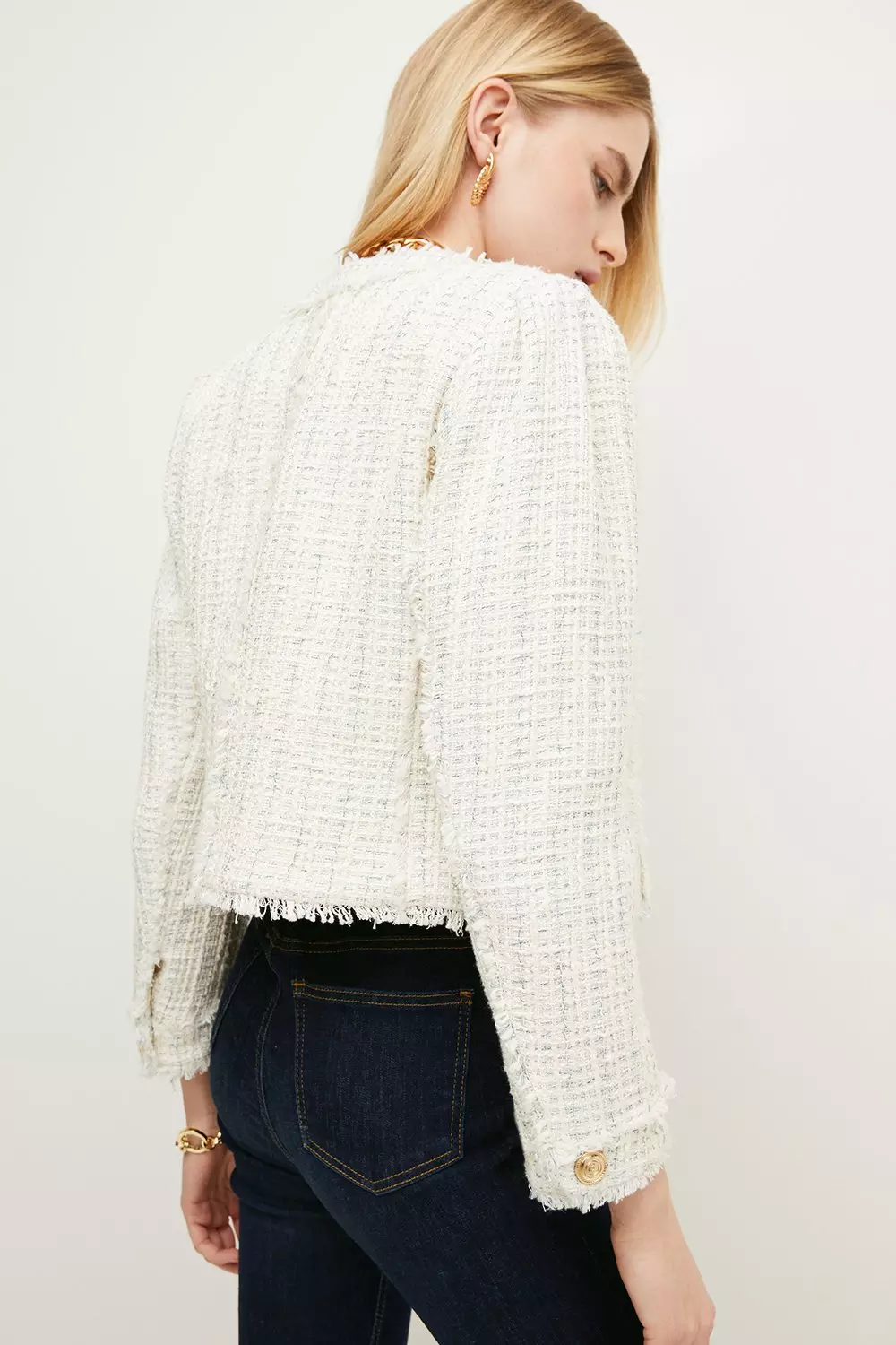Cream Spring Boucle Cropped Trophy Jacket alternative image