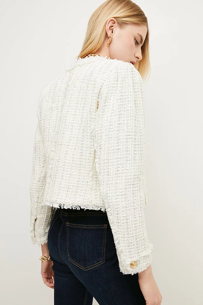 Spring Boucle Cropped Trophy Jacket | Karen Millen Spring Boucle Cropped Trophy Jacket | Karen Millen