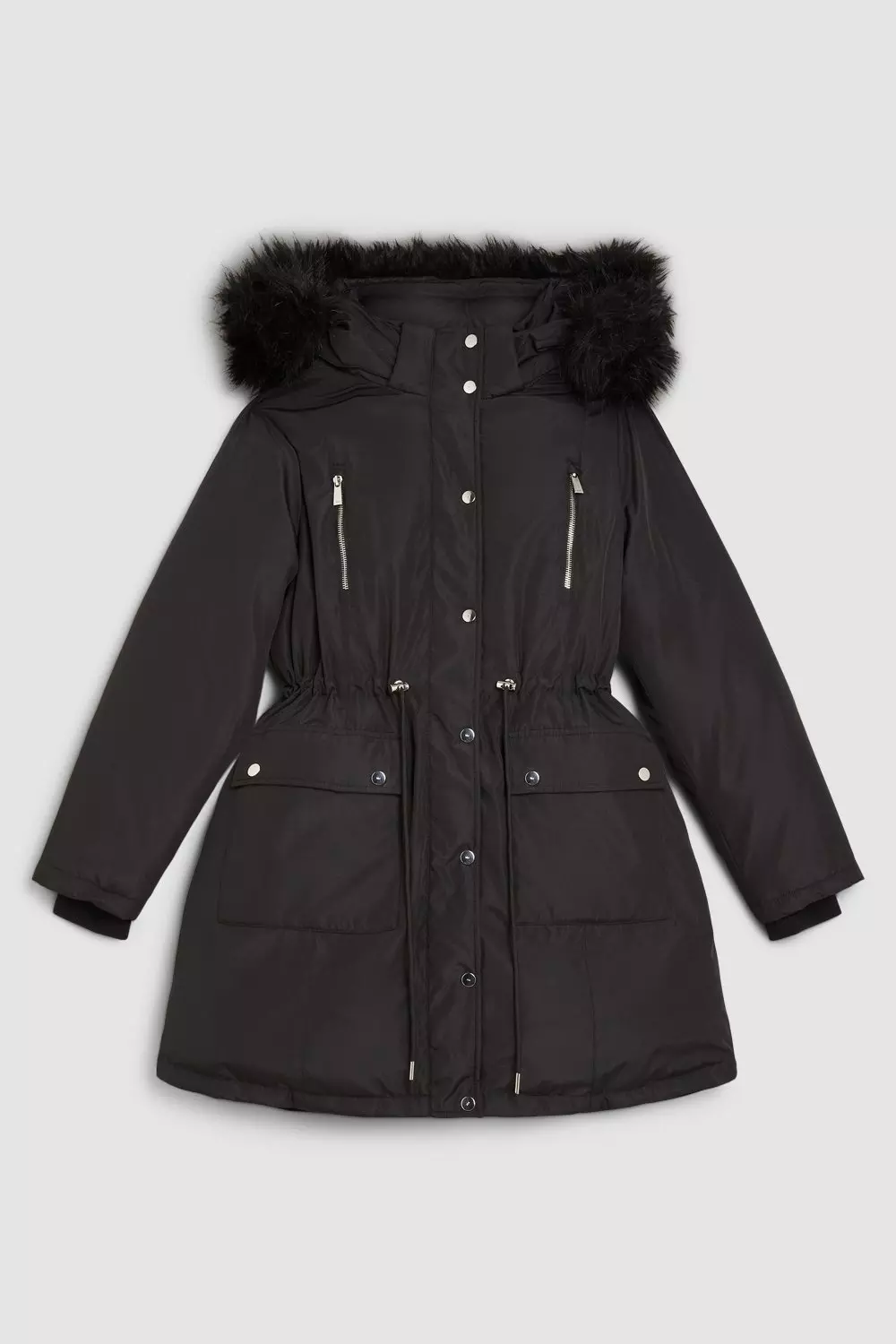 Miss selfridge padded parka coat in black best sale