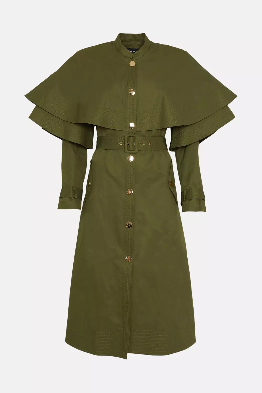 Khaki Storm Flap Layered Trench Coat alternative image