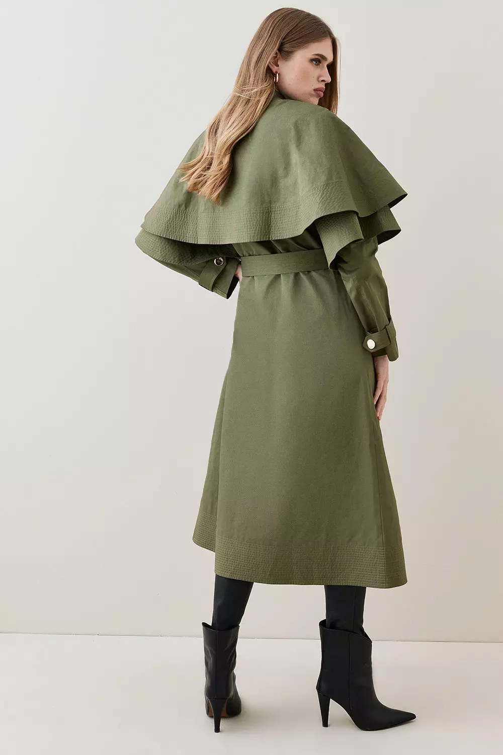 Khaki Storm Flap Layered Trench Coat alternative image