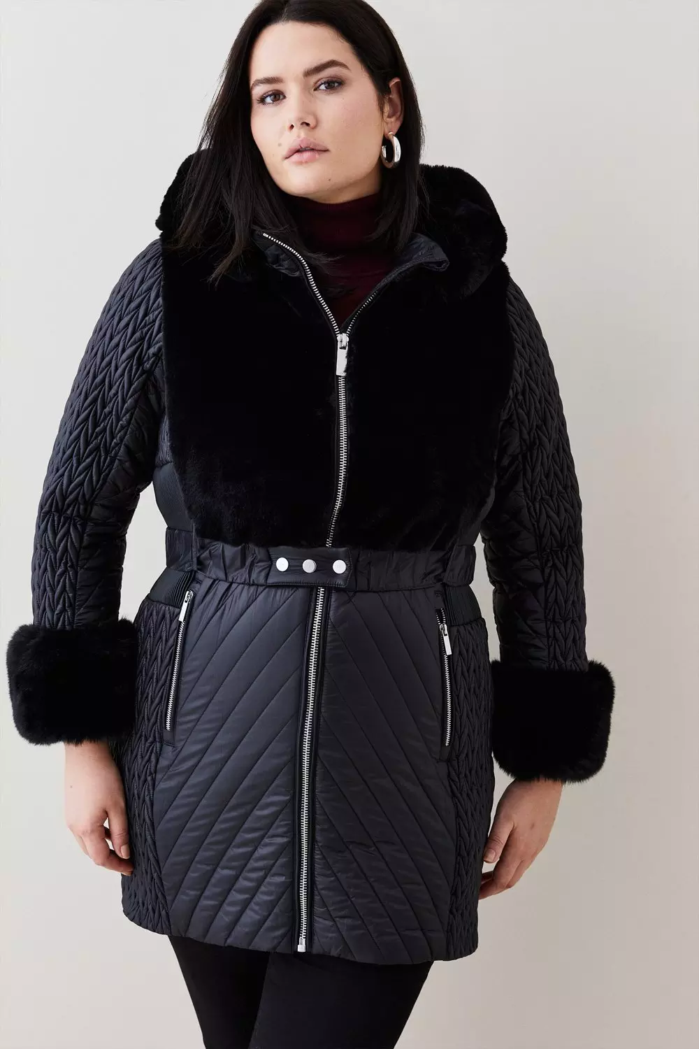 KAREN MILLEN☆Stretch Oversize ジャケット 2色【UK発】 Compact Stretch Button Front Tailored Jacket | Karen Millen