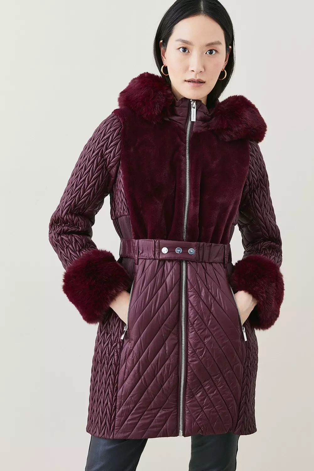 Karen millen belted faux fur coat best sale