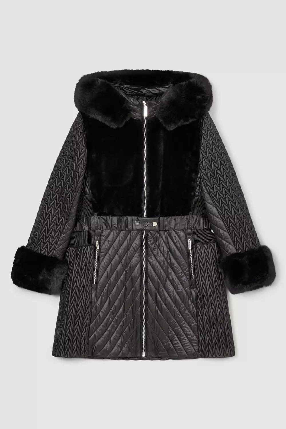 Karen millen black quilted coat hotsell