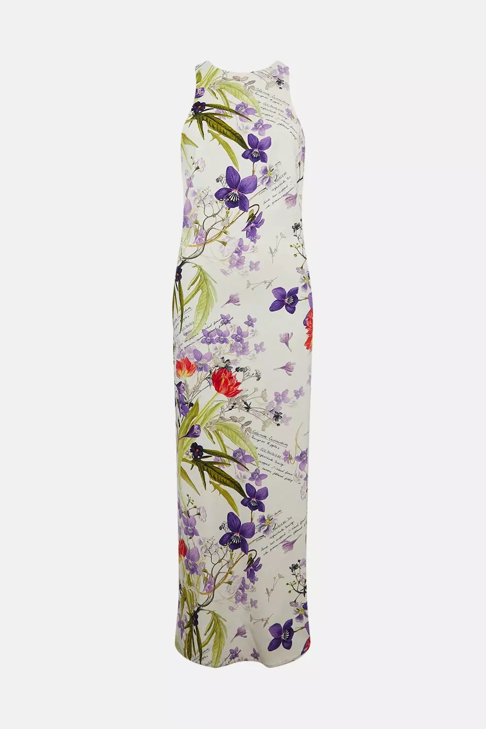 ★Karen Millen★フローラルホルターネックウエストマキシドレス Petite Scattering Viola and Tulipa Floral Compact Viscose