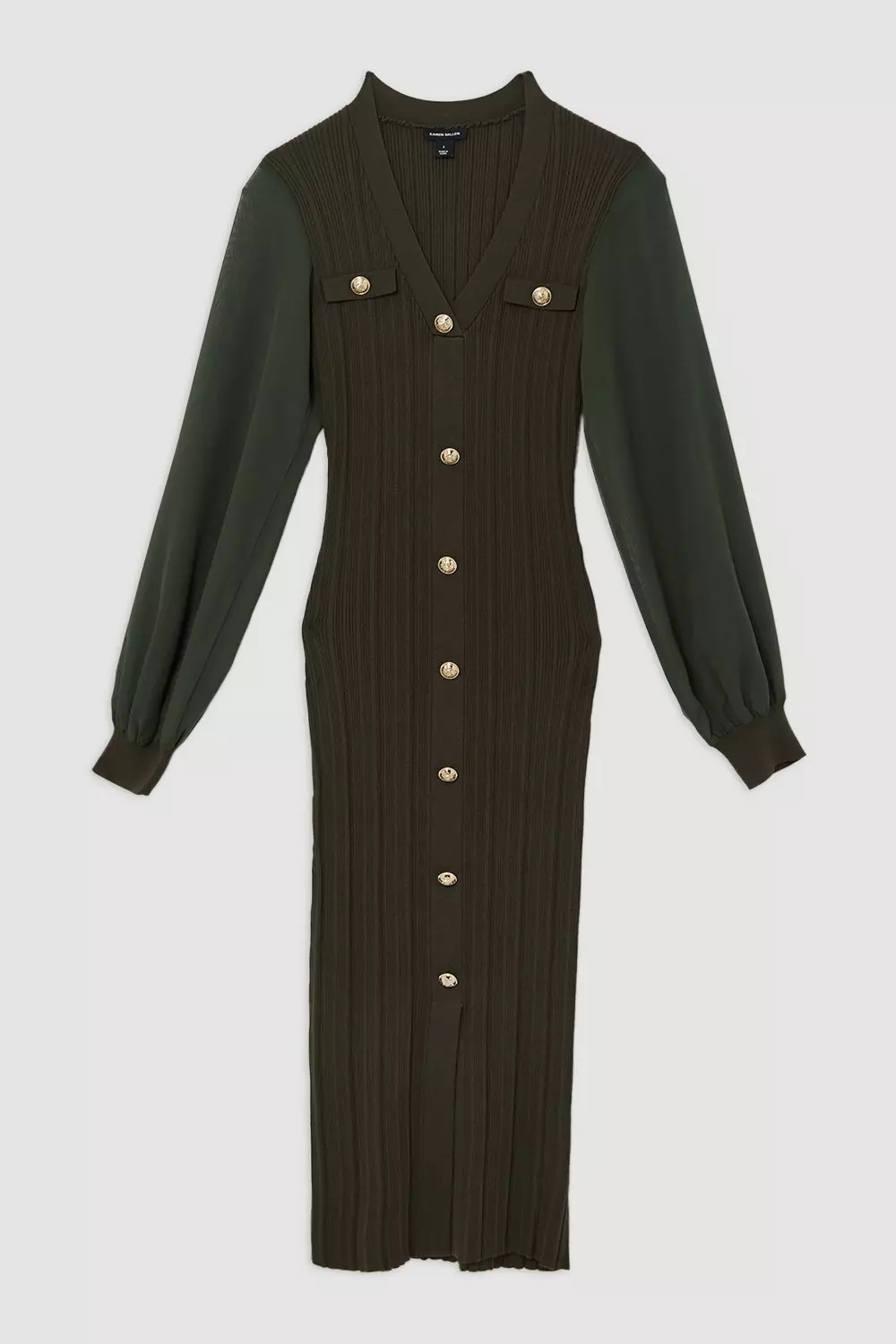 日本未入荷★Karen Millen ウールニットワンピース Premium 100% Washed Wool Knit Zip Detail Mini Dress | Karen