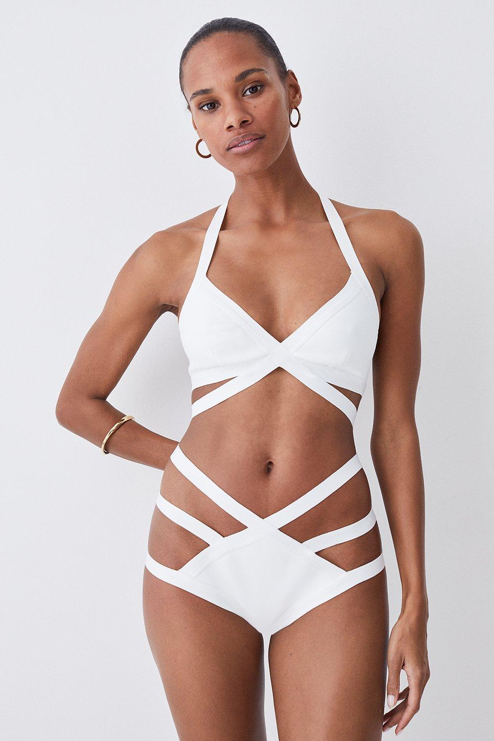 Ivory Bandage Strappy Bikini Bottoms