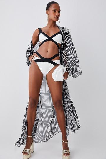 Bandage Colour Block Strappy Bikini Bottoms mono