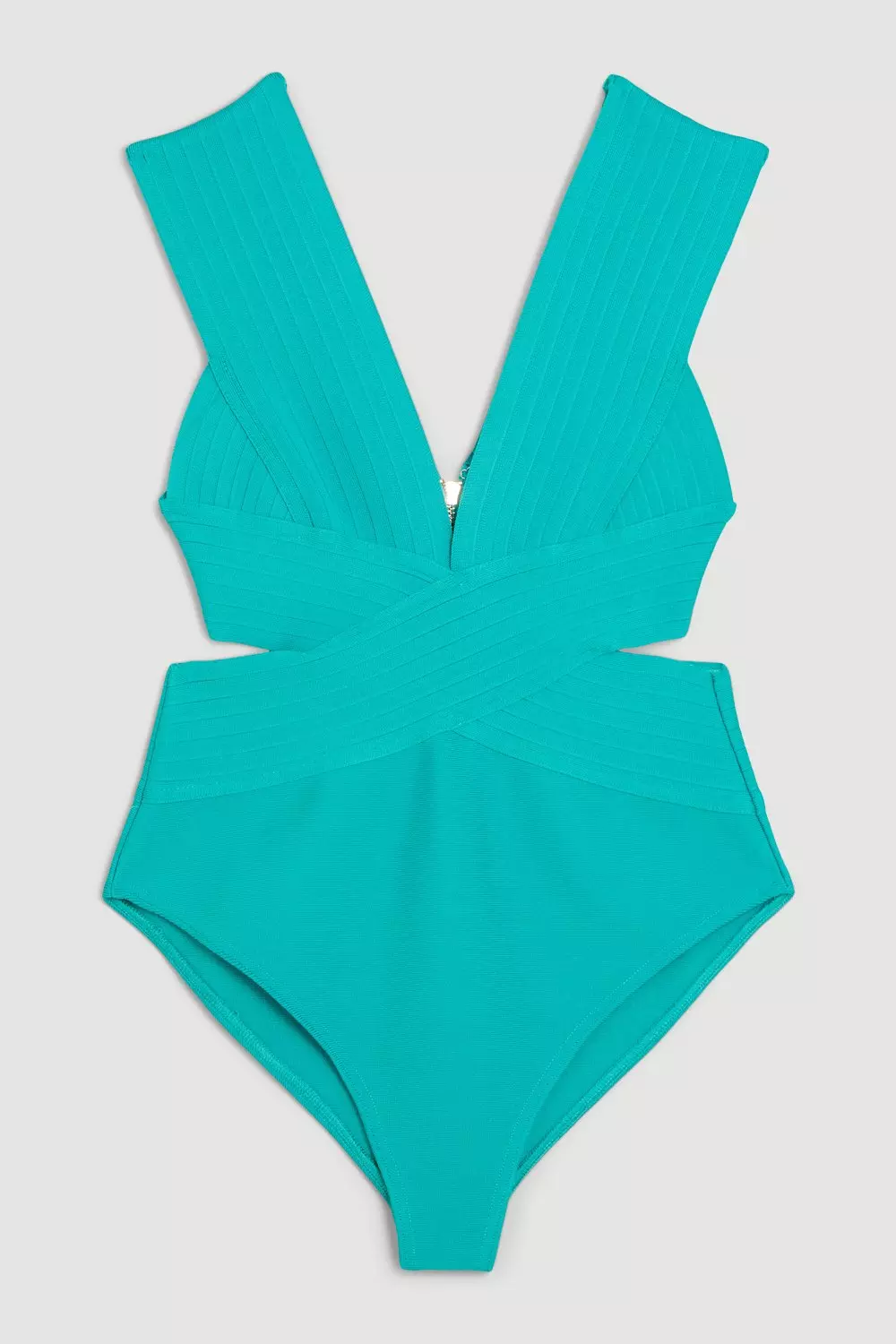 Bandage Textured V Neck Swimsuit | Karen Millen