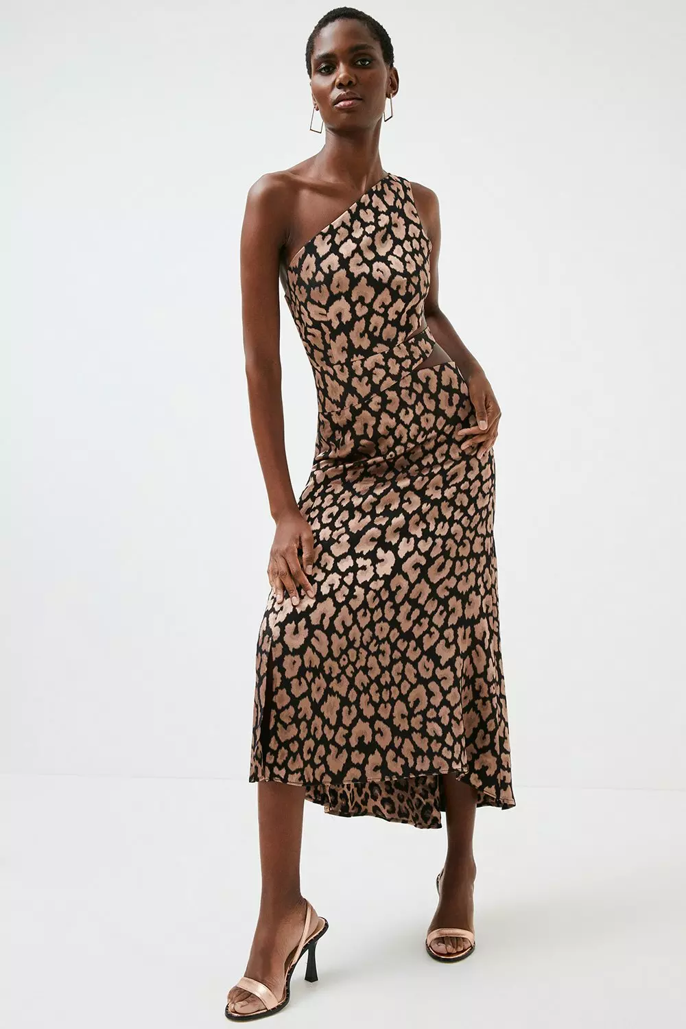 Petite leopard print midi dress hotsell