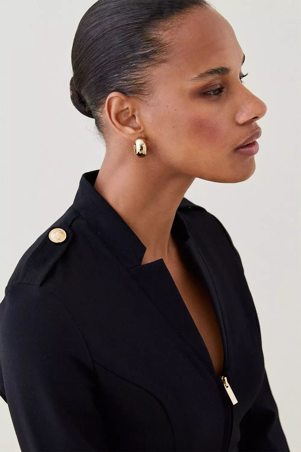 カレンミランのミリタリージャケット Military Zip Front Ponte Jersey Blazer | Karen Millen