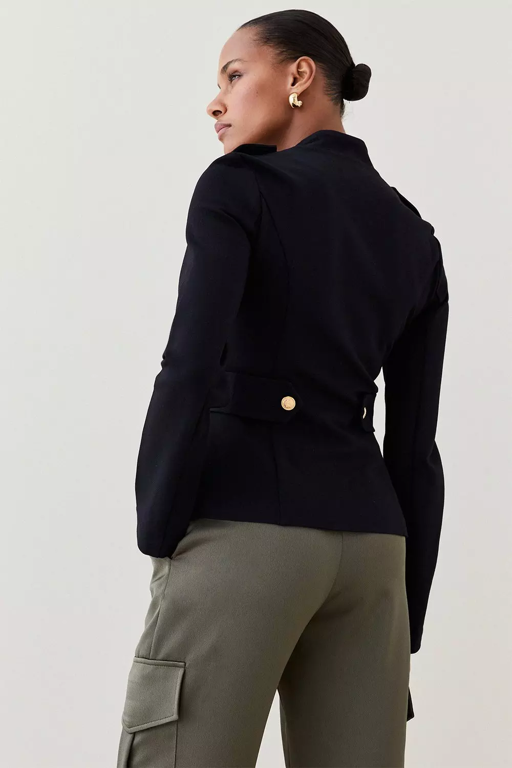 Military Zip Front Ponte Jersey Blazer | Karen Millen