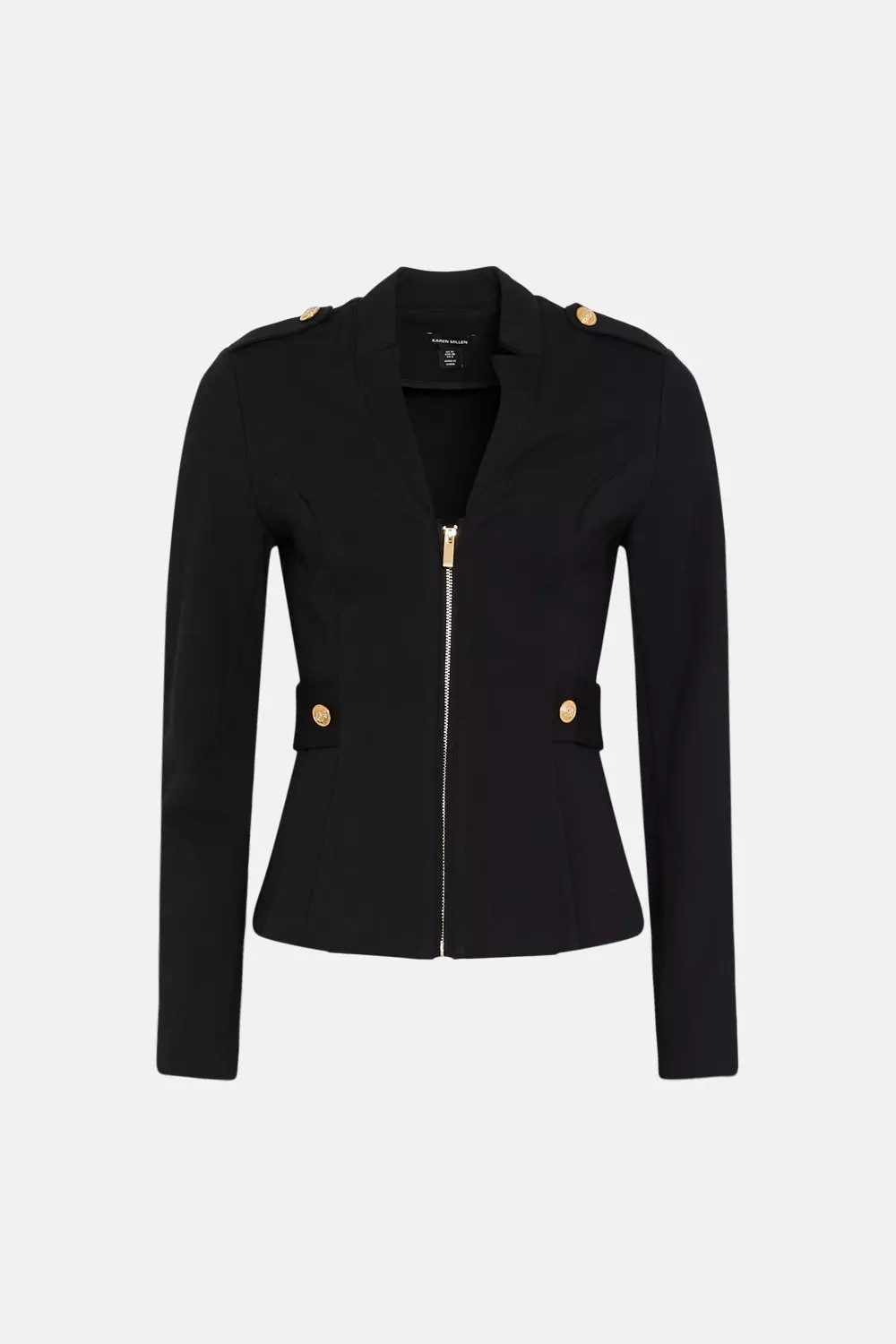Military Zip Front Ponte Jersey Blazer | Karen Millen