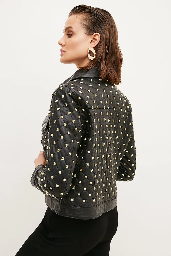 Leather Studded Western Jacket | Karen Millen Leather Studded Western Jacket | Karen Millen