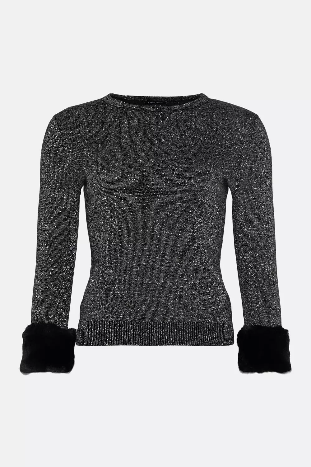 Black jumper with fur sleeves best sale