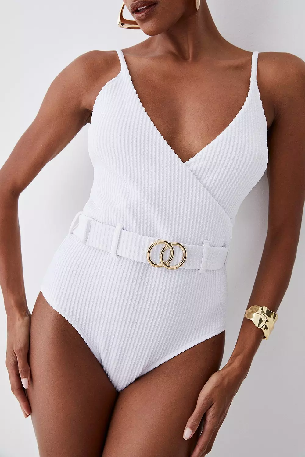 One Shoulder Metallic Woven Top | Karen Millen