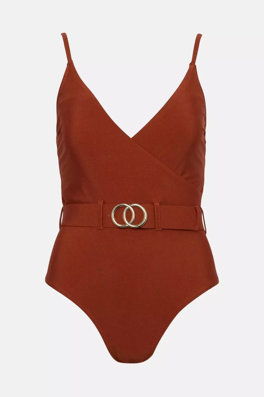 Slinky Wrap Front Belted Swimsuit | Karen Millen