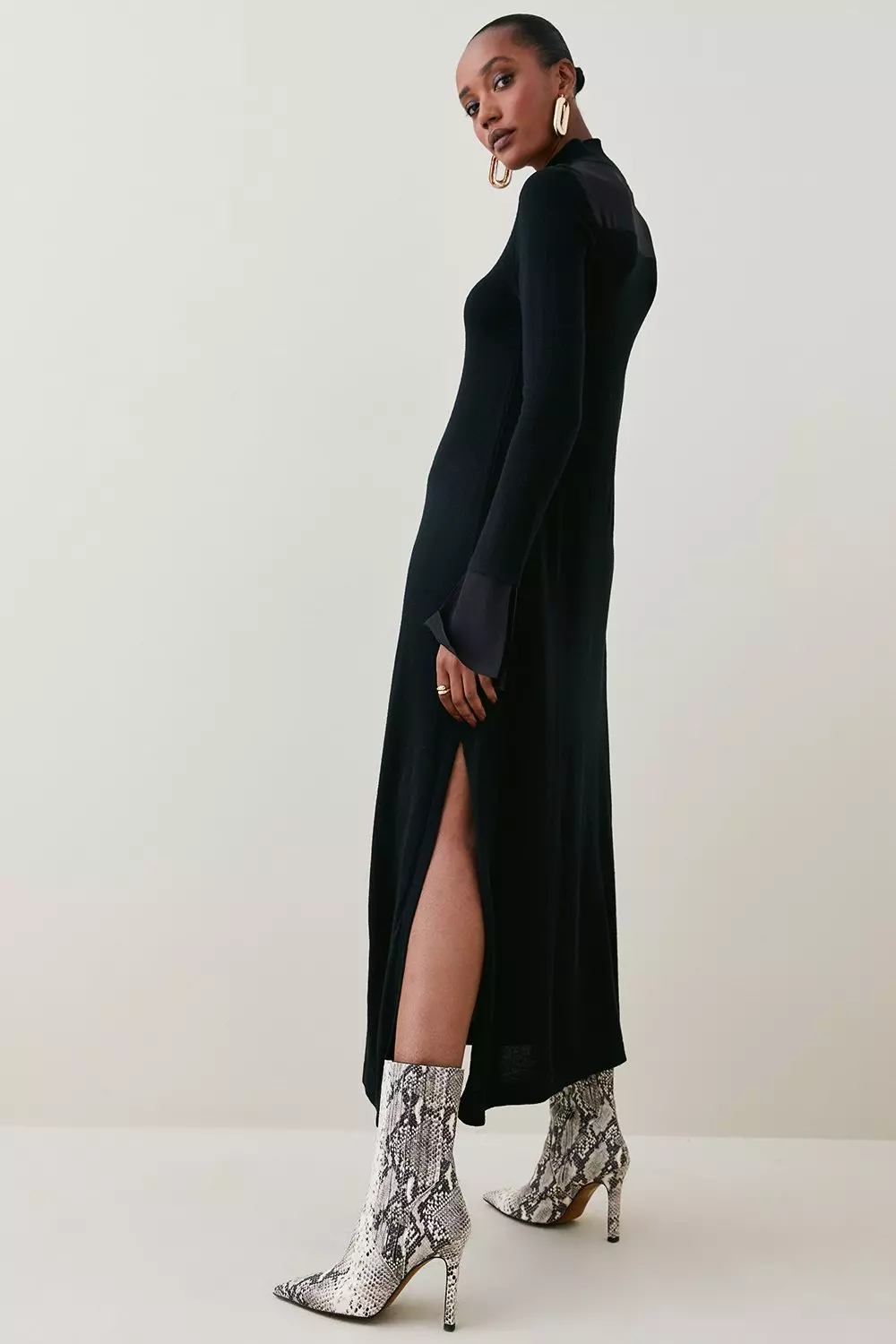 【Karen Millen 】メリノウールマキシワンピース Merino Wool Silk Cuff Maxi Knit Dress | Karen Millen