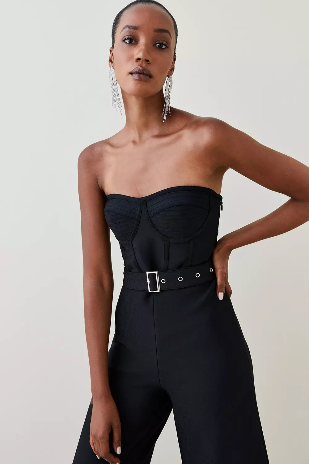 Bustier Bandage Knit Wide Leg Jumpsuit Karen Millen