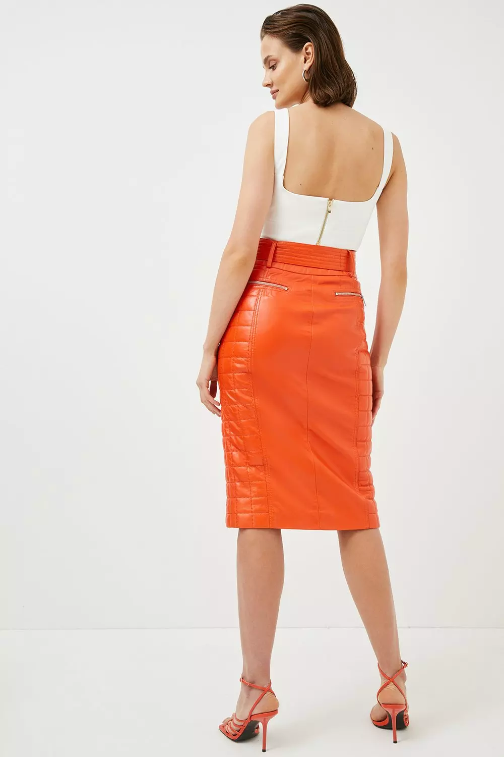 Leather quilted skirt best sale